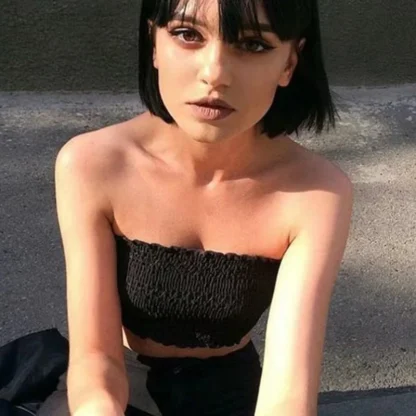 Smocked Elastic Crop Tops - Image 2