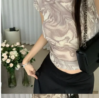 Tie Dye Turtleneck Crop Top - Image 4