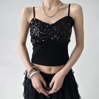Sequin Camisole Crop Top - Image 2