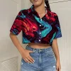 Printed Button Down Crop Tops - Image 4