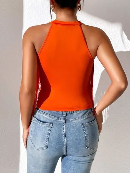 Solid Tassels Crop Tops - Image 3