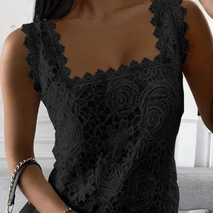 Square Neck Lace Crop Top - Image 2