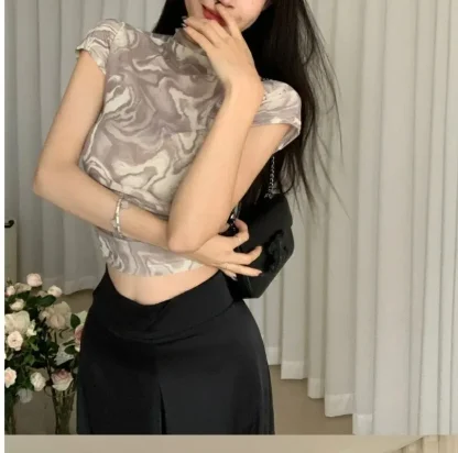 Tie Dye Turtleneck Crop Top - Image 3