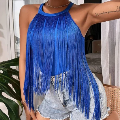 Solid Tassels Crop Tops