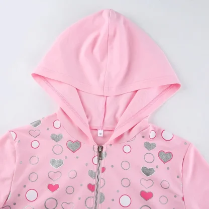 Heart Print Hoodie Crop Top - Image 6
