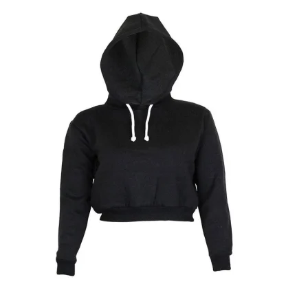 Hooded Long Sleeve Crop Tops