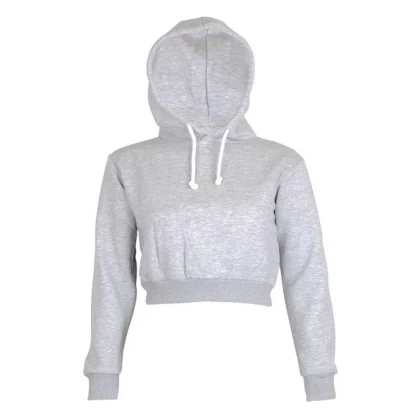 Hooded Long Sleeve Crop Tops - Image 5