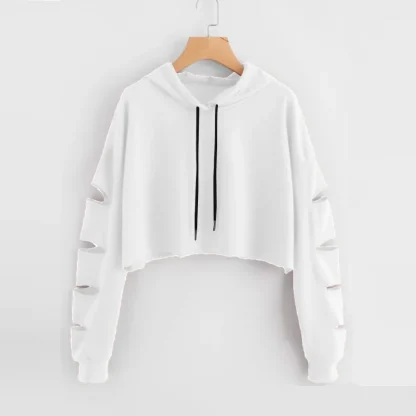 Cutout Long Sleeve Crop Tops - Image 3