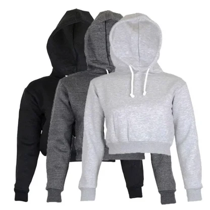 Hooded Long Sleeve Crop Tops - Image 6
