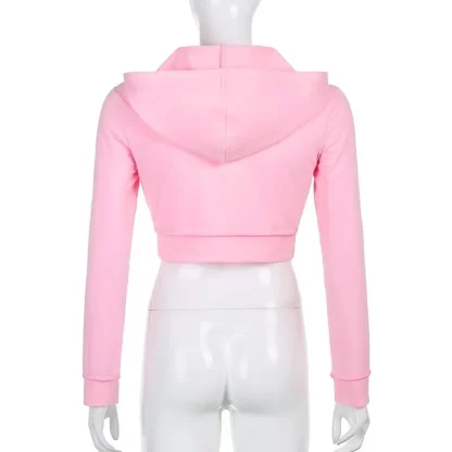 Heart Print Hoodie Crop Top - Image 5