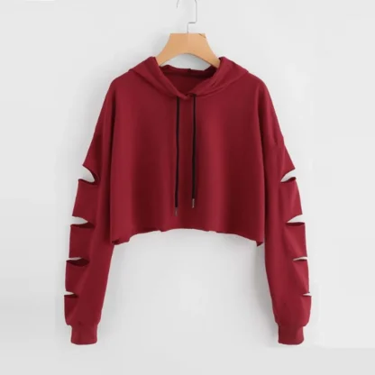 Cutout Long Sleeve Crop Tops - Image 2