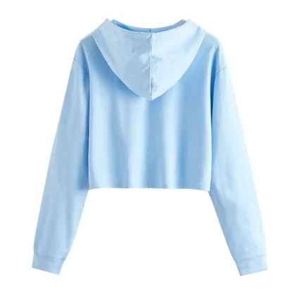 Solid Long Sleeve Crop Tops - Image 2