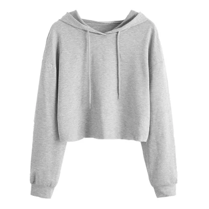 Solid Long Sleeve Crop Tops - Image 4
