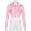 Heart Print Hoodie Crop Top - Image 4