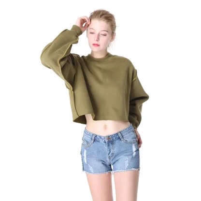 Solid Oversized Pullover Crop Tops