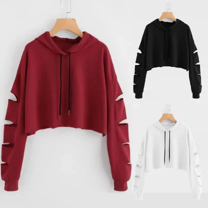 Cutout Long Sleeve Crop Tops - Image 4