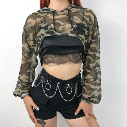 Sexy Camo Long Sleeve Crop Top