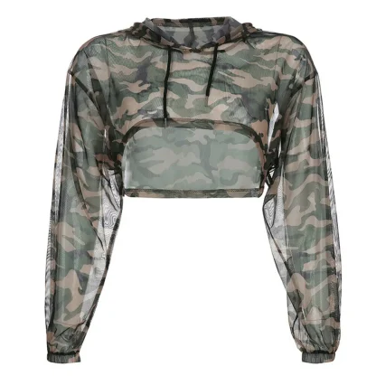 Sexy Camo Long Sleeve Crop Top - Image 4