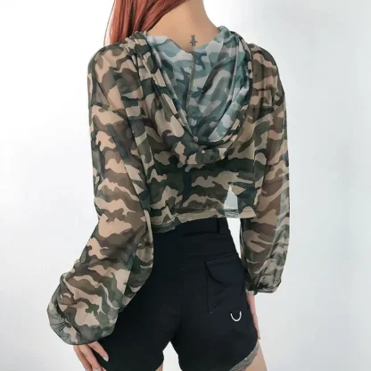 Sexy Camo Long Sleeve Crop Top - Image 2