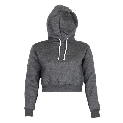 Hooded Long Sleeve Crop Tops - Image 4