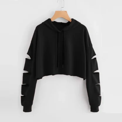 Cutout Long Sleeve Crop Tops