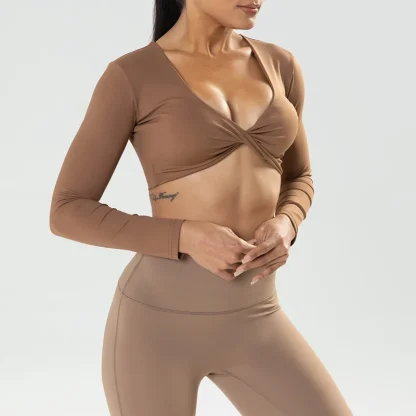 Sexy Long Sleeve V-neck Crop Top - Image 5