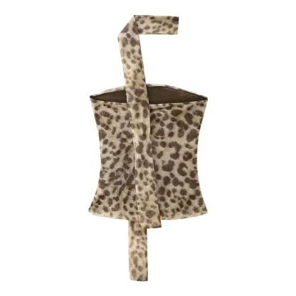 Leopard Print Ruched Crop Top - Image 2