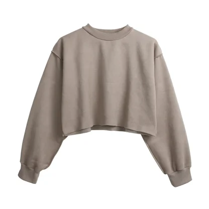 Solid Oversized Pullover Crop Tops - Image 6