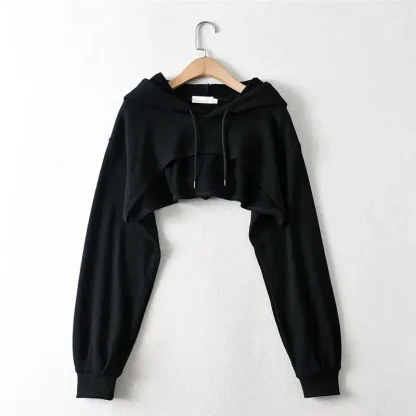 Irregular Hoodie Crop Tops