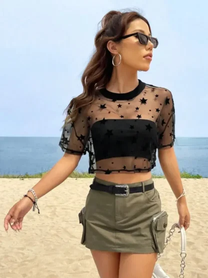 See-through Star Crop Top - Image 5
