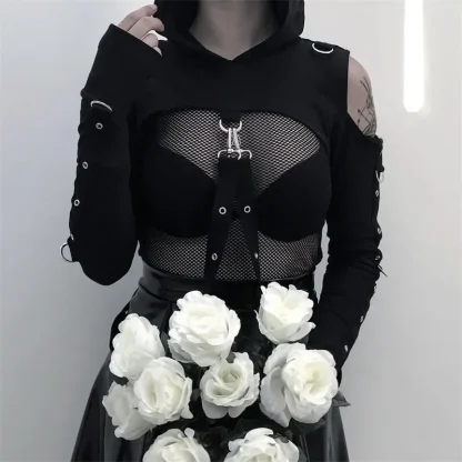 Cold-shoulder Long Sleeve Crop Top - Image 3