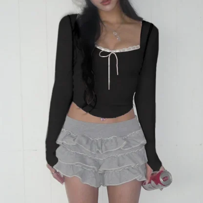 Lace Trim Chic Crop Top - Image 5