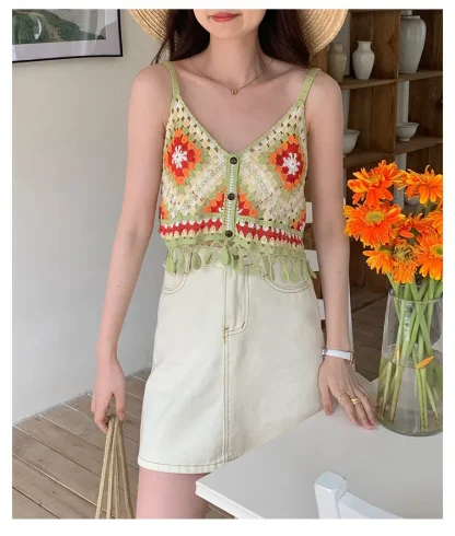Crochet Hollow Out Crop Tops - Image 2