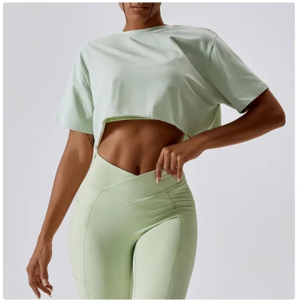 Casual Solid T-shirt Crop Tops - Image 5