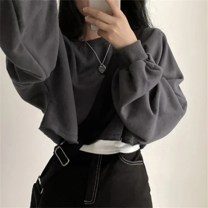 Oversized Pullover Crop Tops - Image 2