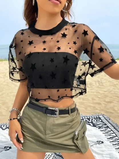 See-through Star Crop Top - Image 6