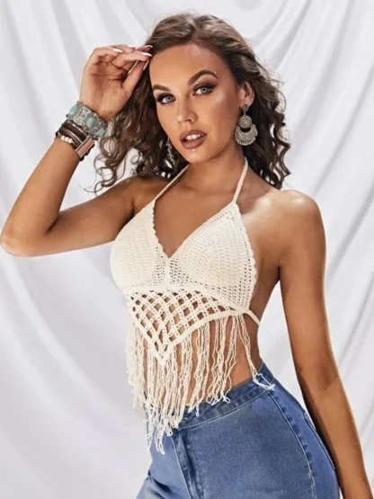 Crochet Tassel Crop Top - Image 2