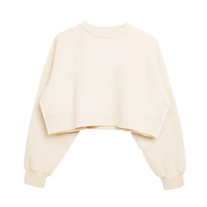 Solid Oversized Pullover Crop Tops - Image 2