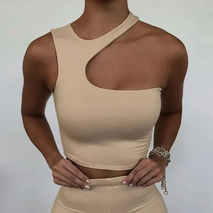 Asymmetrical Cutout Crop Tops