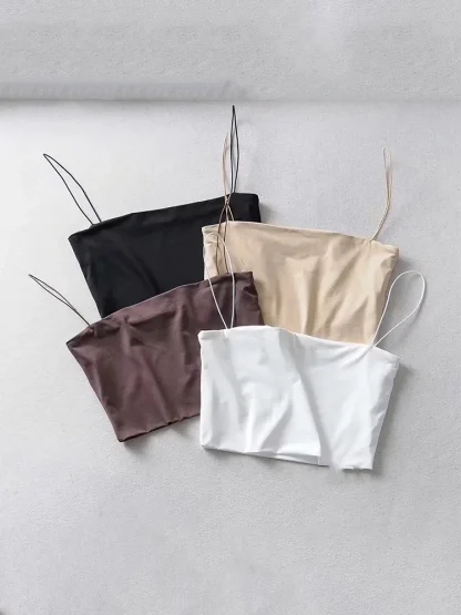 Solid Color Camisole Crop Tops - Image 6