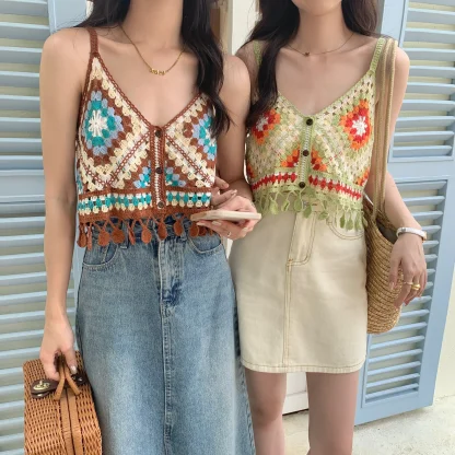 Crochet Hollow Out Crop Tops - Image 4
