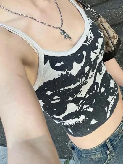 Printed Eyes Cami Crop Top - Image 2