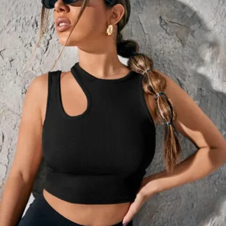 Irregular Cutout Crop Tops