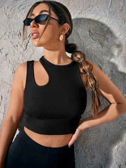 Irregular Cutout Crop Tops