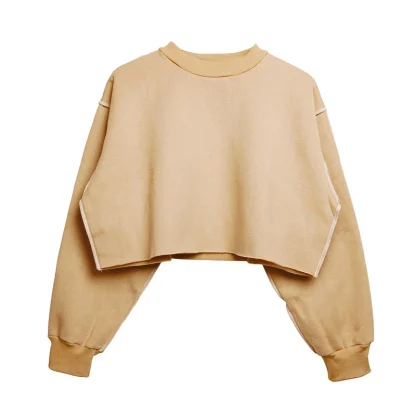 Solid Oversized Pullover Crop Tops - Image 4