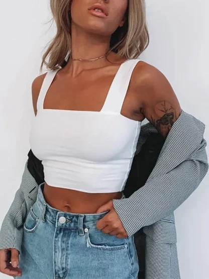 Square Neck Camisole Crop Tops