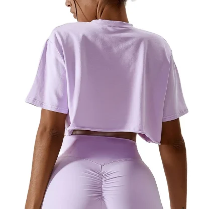 Casual Solid T-shirt Crop Tops - Image 2