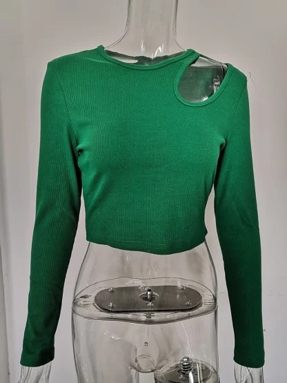 Long Sleeve Cutout Crop Tops - Image 6
