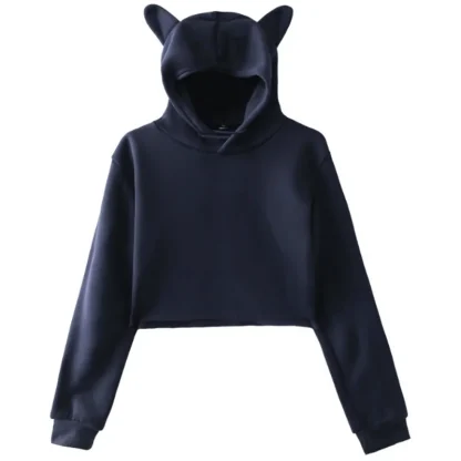 Cat Ear Hooded Crop Tops - Image 3