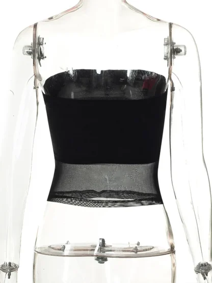 Strapless Mesh Crop Top - Image 6